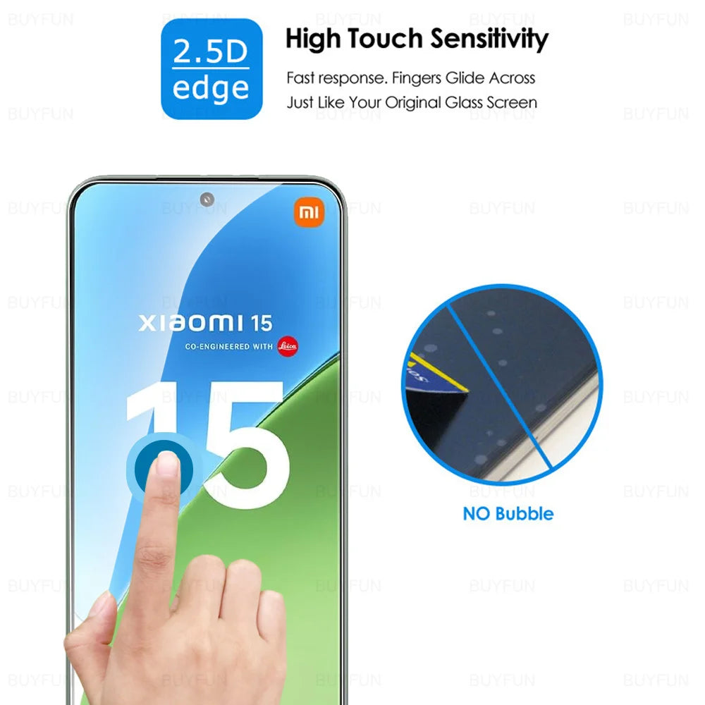 4Pcs Tempered Glass For Xiaomi 15 Cover Screen Protector Xiaomi Mi 15 Fingerprint Unlock Glass Xiaomi15 5G Global Case Friendly