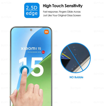 4Pcs Tempered Glass For Xiaomi 15 Cover Screen Protector Xiaomi Mi 15 Fingerprint Unlock Glass Xiaomi15 5G Global Case Friendly