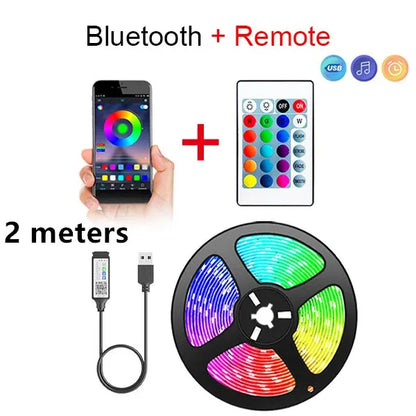 RGB LED Light Strip Lights USB 5V TV Backlight Atmosphere Lights APP Remote Control Flexible Lamp Tape Christmas Party Light