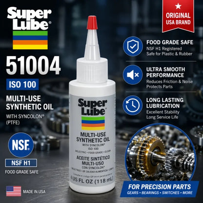 Super Lube 51004 Synthetic Oil ISO 100 NSF H1 Food Grade Lubricant Oil for Keyboard Switch Gear Bearing Plastic Safe 20ml 50ml