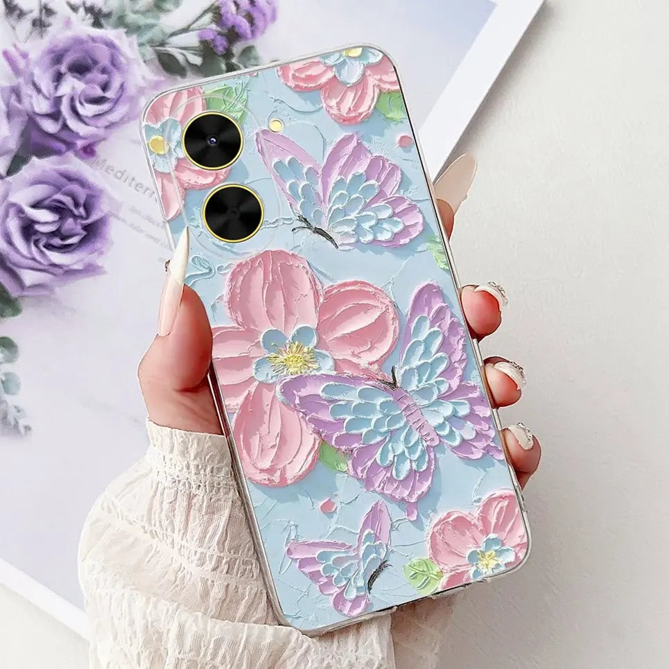 For Cover Xiaomi Redmi A5 4G / Poco C71 Phone Case Colorful Flower Butterfly Love Heart Lxuru Women Fashion Soft Clear Silicone