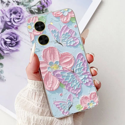 For Cover Xiaomi Redmi A5 4G / Poco C71 Phone Case Colorful Flower Butterfly Love Heart Lxuru Women Fashion Soft Clear Silicone