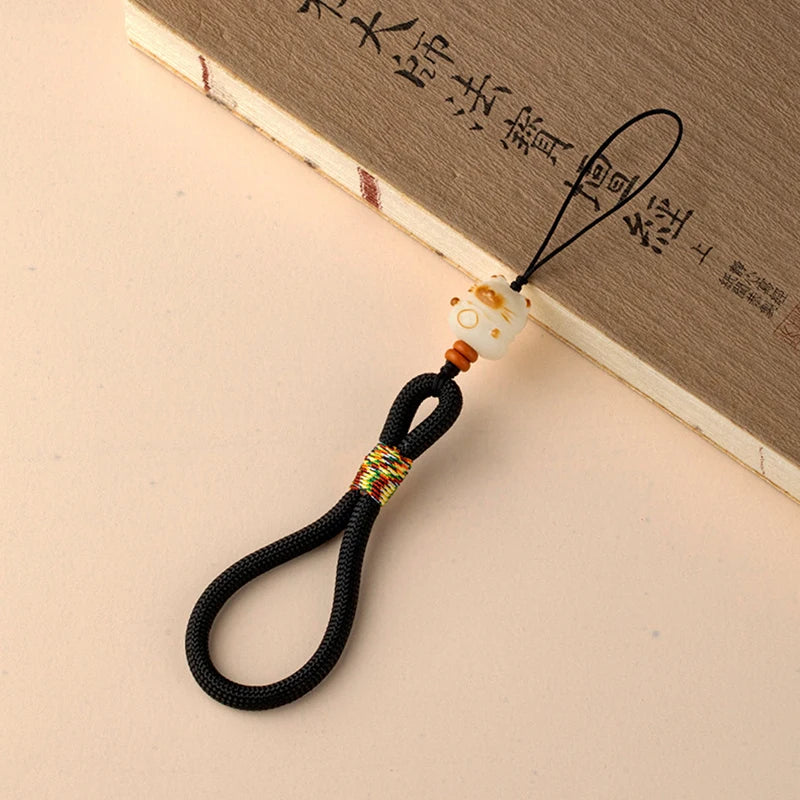 Cute Cartoon Bodhi Lucky Cat Bag Charm Phone Chain With Wrist Pendant Anti Loss Phone Case Lanyard Backpack Decoration Gift