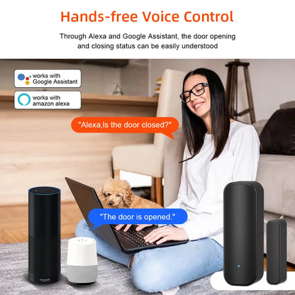 Tuya WiFi or ZigBee Door Window Sensor Smart Home Wireless Door Open Close Detector APP Remote Alarm Work with Alexa Google Home