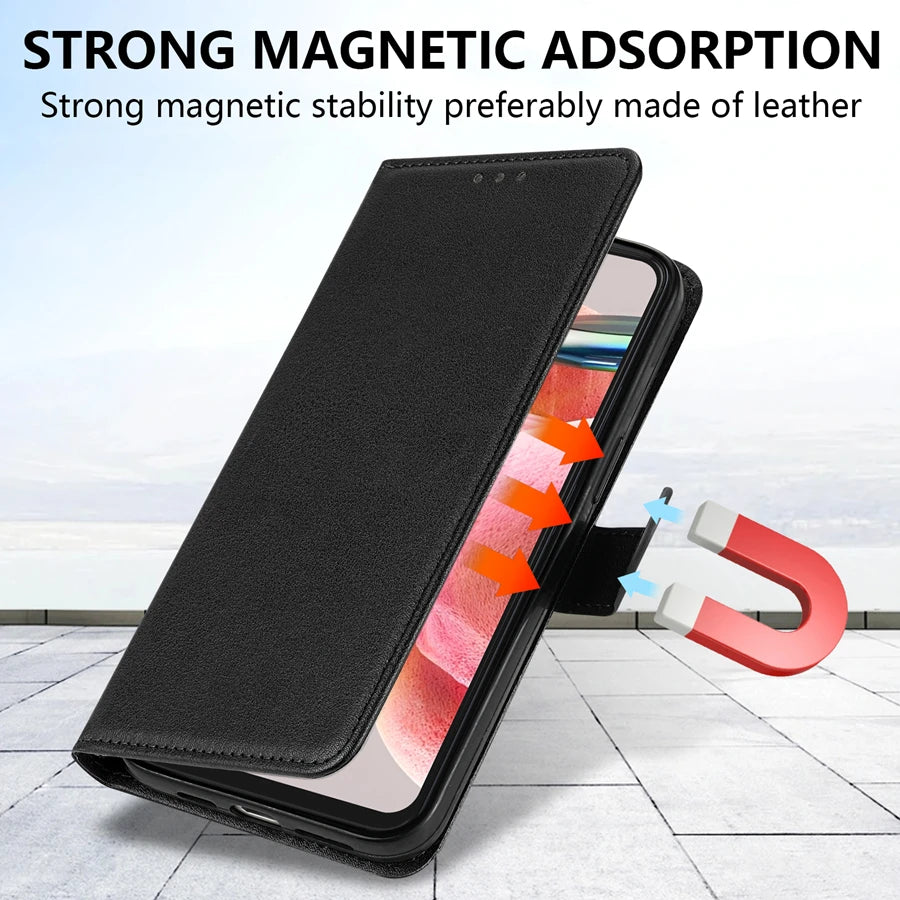 Wallet With Card Slot Kickstand Magnetic Flip Leather Case For Xiaomi 15T M7 Pro 5G C75 X7 X6 C65 Redmi 15 15C Shockproof Cover
