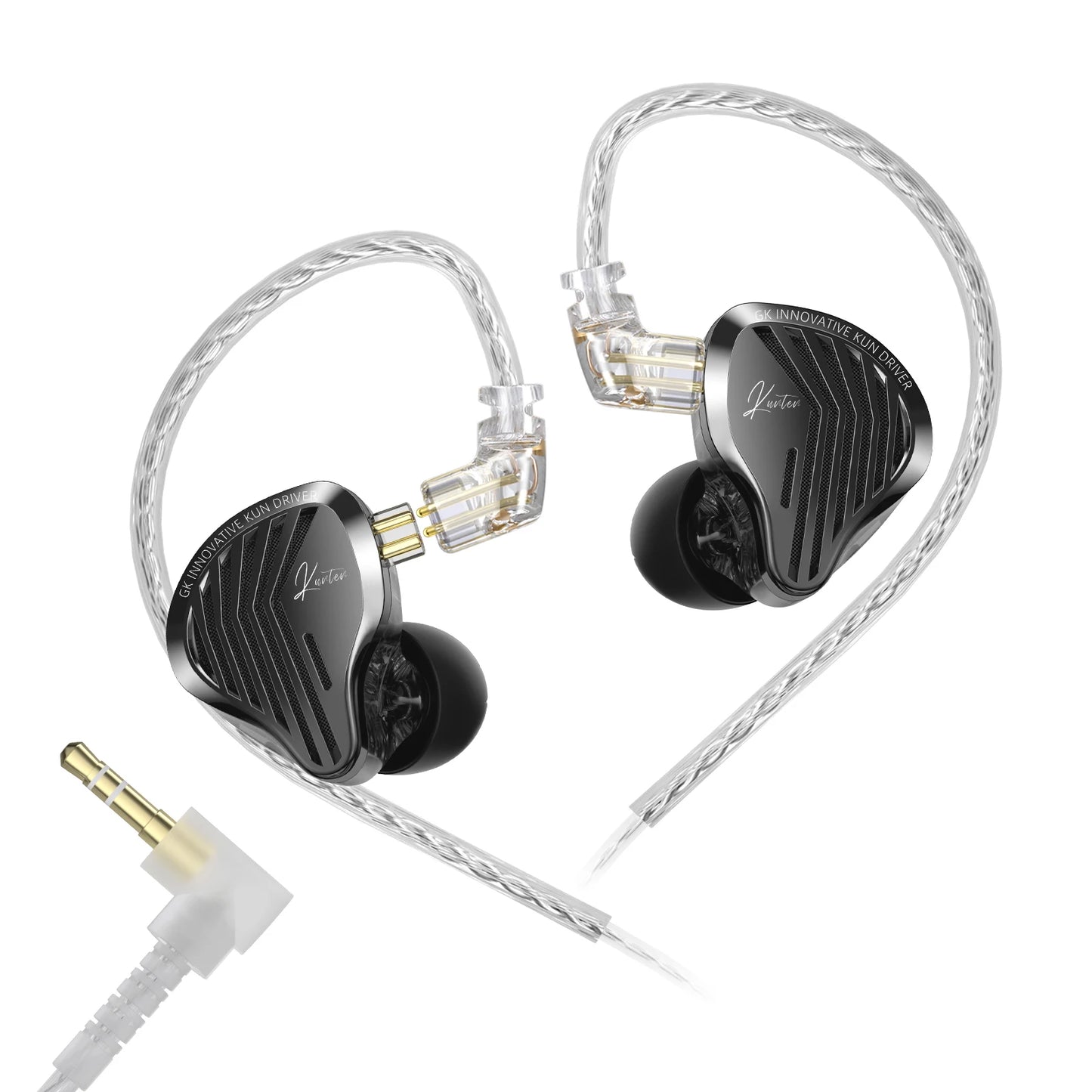 GK KUNTEN Dynamic Drive Headphones HIFI Heavy Bass Earbuds Sports Metal Headphones Detachable Headphones Gaming Headset Ear Buds