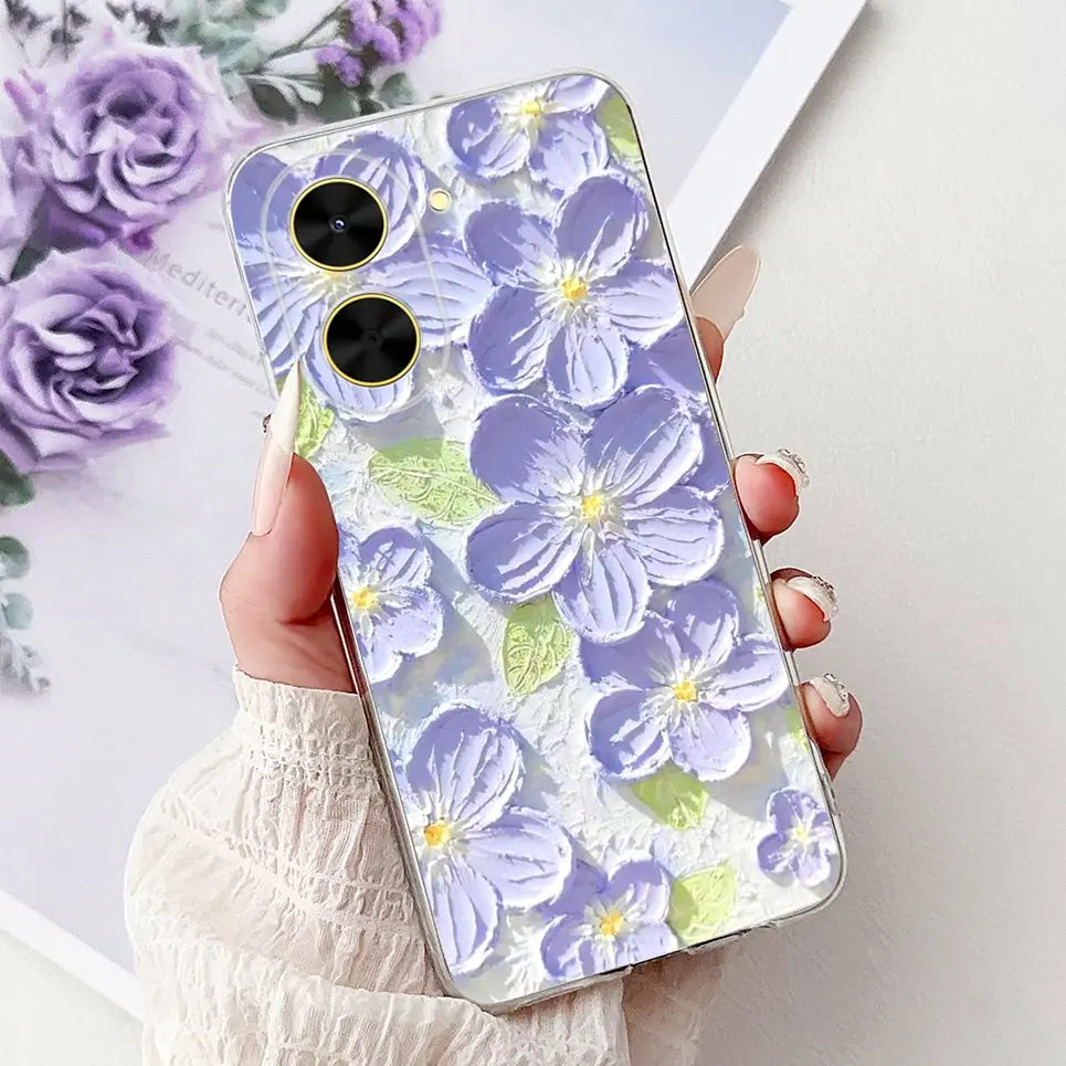 For Cover Xiaomi Redmi A5 4G / Poco C71 Phone Case Colorful Flower Butterfly Love Heart Lxuru Women Fashion Soft Clear Silicone