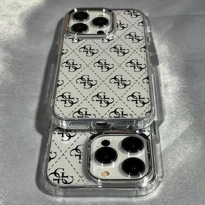 Aurbe Phone Case For iPhone 17 16 15 14 13 12 11 Pro Max 16E Silver lens frame transparent shell Fashion Design G-GuesS Cover