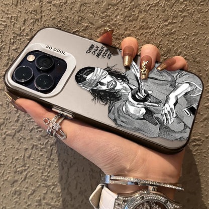 Case for iPhone SE4 16E 16 15 14 13 12 11 Pro Max XS X XR Plus 8 7 SE 2020 Japanese Comics Vagabond Samurai Plating Matte Cover