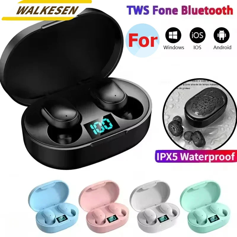 Wireless Bluetooth Earphones for Smartphones E6S TWS Digital Display Noise Cancelling Earbuds with Mic HiFi Stereo Sound Headset