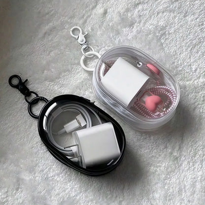 Portable Mini Clear Zipper Storage Bag KeychainCartoon Doll ChildrenToy MysteryBox Organizer for Earphones Chargers Gift Bag liu