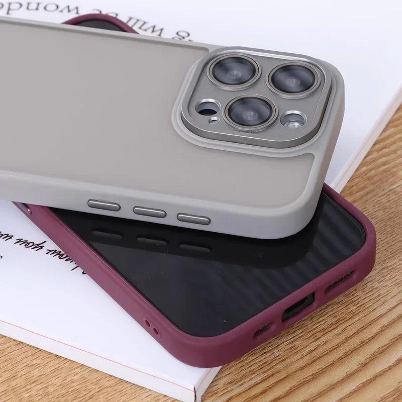 natural titanium Luxury phone case for iphone 15 14 13 12 11 pro max plus Camera protection  Matte Shockproof Bumper full Cover