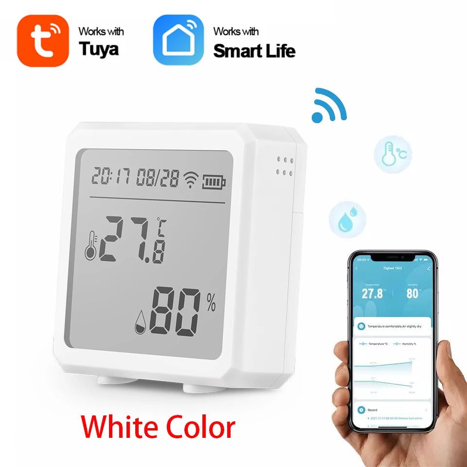 ONENUO Smart WIFI Temperature Humidity Sensor Hygrometer Thermometer Tuya Smart  APP Remote Moniter Support Alexa Assistant
