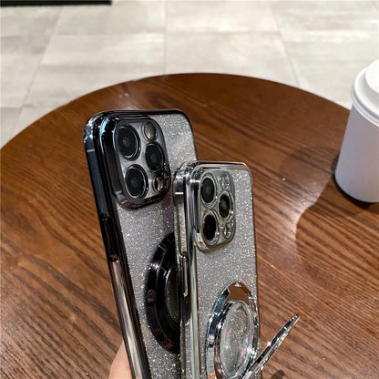 Quicksand Bracket Glitter Case For Xiaomi Redmi 9A 9C 10A 10 10C 12 4G 12C 13C 4G 13C 5G A3 A1 A2 Plus Magnetic Stand Soft Cover