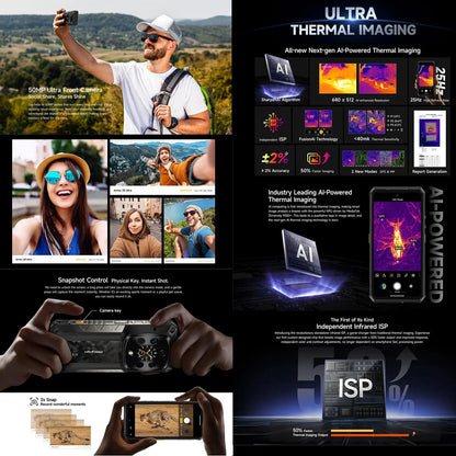 Ulefone Armor 28 Ultra 5G AI Thermal Imaging Rugged Phone 16GB+1TB Smartphone Android 14 AMOLED 6.67" Dimensity 9300+ 120W 5G