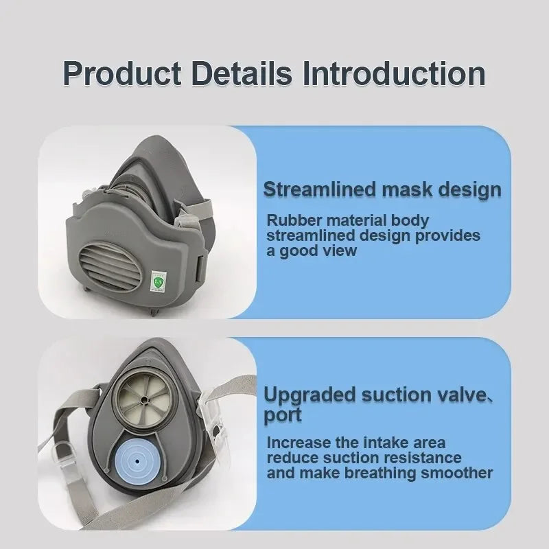 New Half Face Protective Dust Mask Dust Prevention Work Safety Rubber Mask Cotton Filter DIY Home Cleaning Woodworking Polishing
