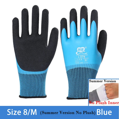 1Pair Winter Thermal Gloves Waterproof Work Safety Glove Anti-Slip Grip Rubber Garden Gloves For Worker Builder Hands Protection