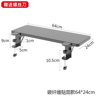Walnut Wooden Desk Extender Ergonomic Design Large Space Foldable Structure Clamp- On Keyboard Tray Elbow Arm Support for Desk