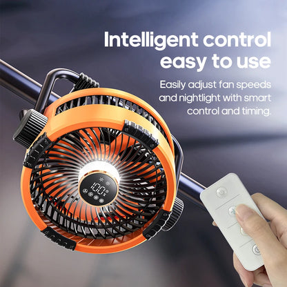 6 in 1 Portable Outdoor Camping Fan 20000mAh Rechargeable Wireless Tent Ceiling Fan 4 Speed Adjustment LED Lighting Power Bank