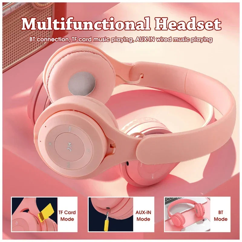 Foldable Sport Gaming Macaron Headphones Y08 Bluetooth Headset Stereo Earphones For Android IOS Devices