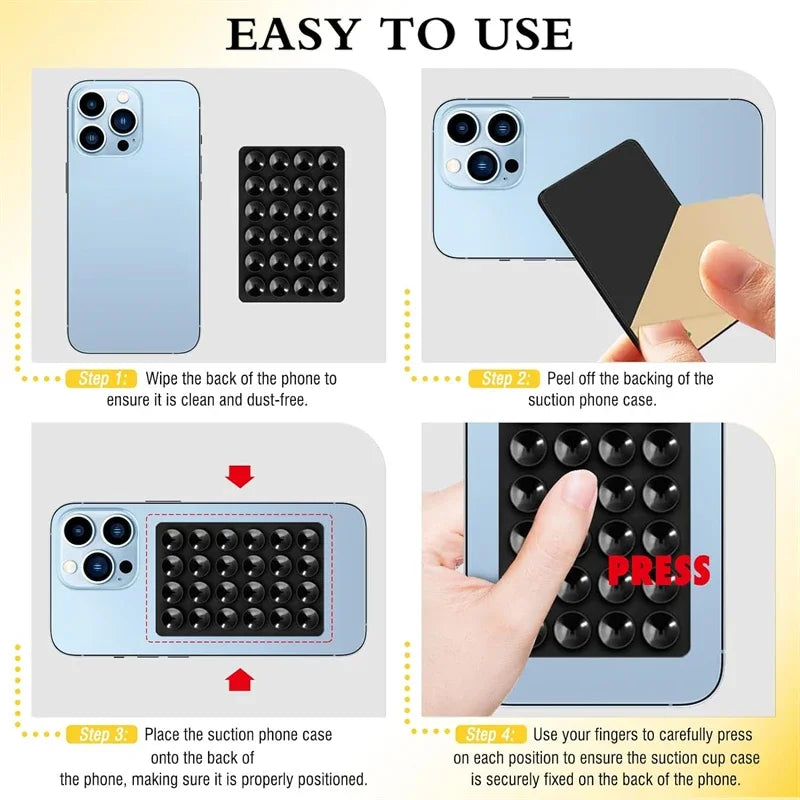 2PCS Hands Free Silicone Suction Phone Case Strong Adhesive Stand for IPhone 15 14 13 12 Pro Max Plus Samsung S24 S23 Back Cover
