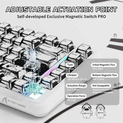 ATTACK SHARK X82PRO HE Magnetic Switch Keyboard 75% 8K RGB Hot Swappable PBT Triple Mode For Gamers