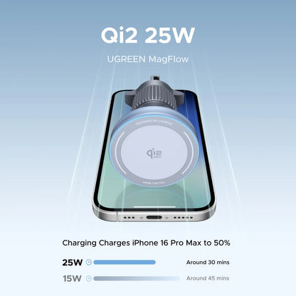 UGREEN Qi2.2 25W 15W Magnetic Car Phone Holder Wireless Charger Stand For iPhone 17 16 Pro Max Charging for Magsafe Car Charger