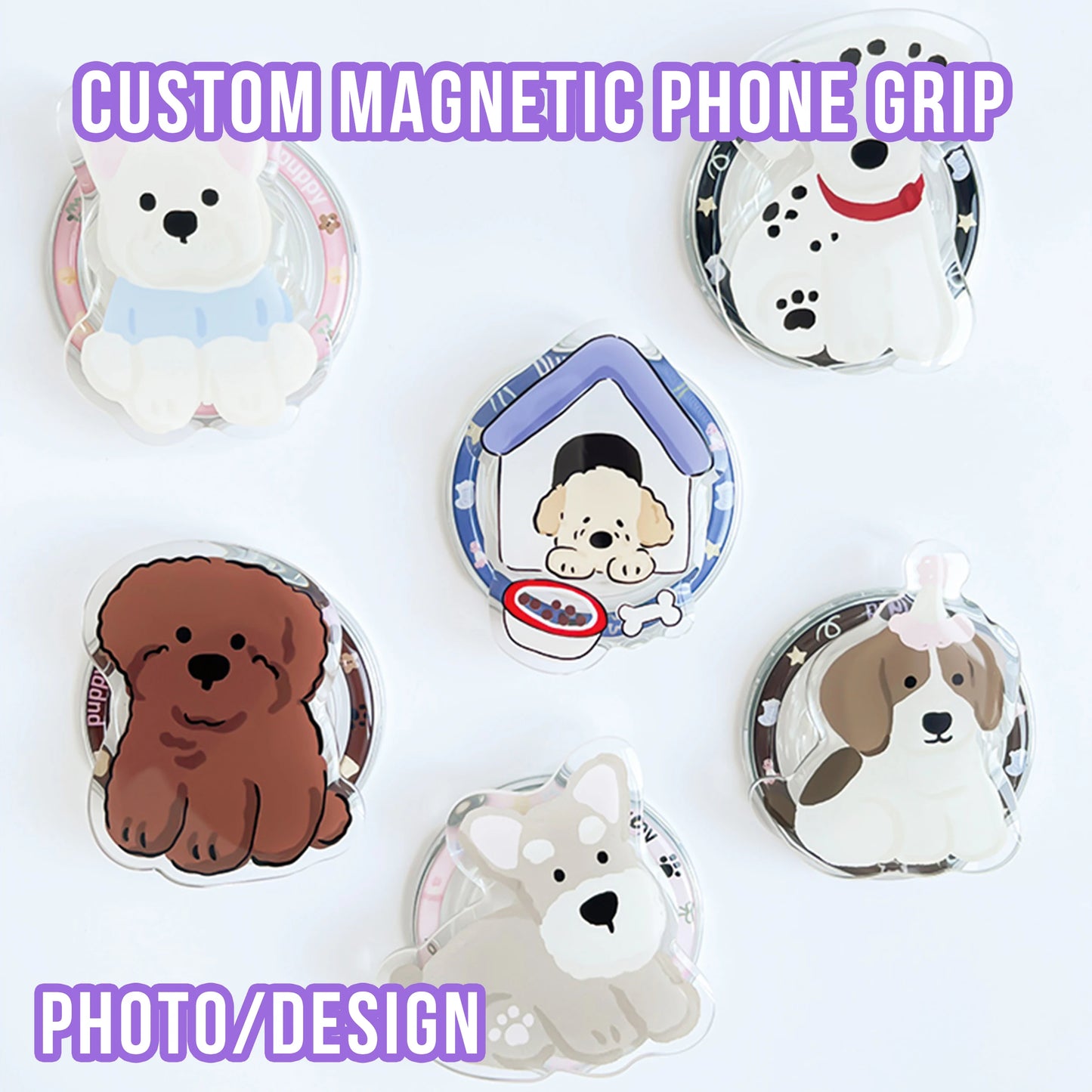 Customized Magnetic Acrylic Phone Grip Cartoon Anime Mobile Phone Holder Stand Custom Magnetic Cell Phone Socket With Your Photo