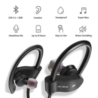 Wireless Bluetooth 4.1 Headset Sports Running Stereo Music Earphones Mini Ear-Hanging HIFI Ear-Hooks Headphones For Mobile Phone