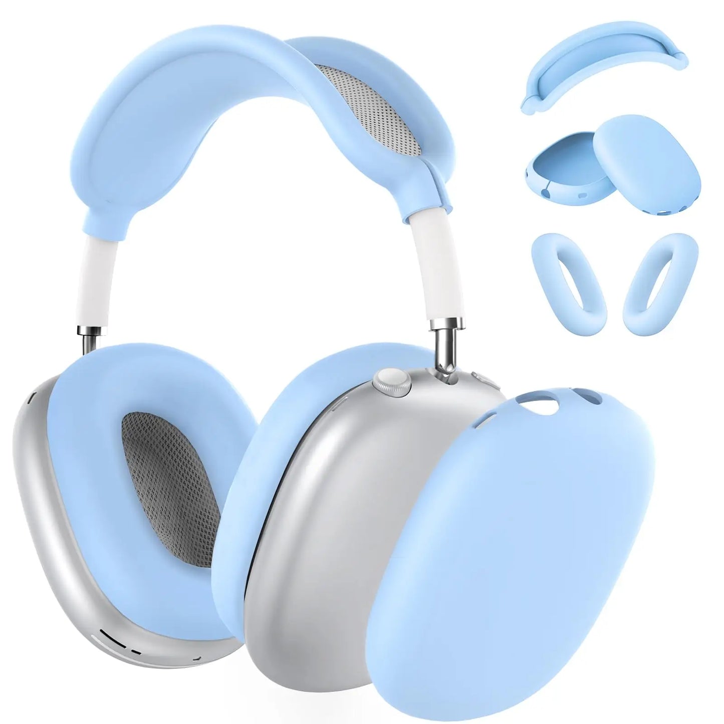 4 in 1 Silicone Case Cover for AirPods Max Headphones, Ear Pad Case Cover/Ear Cups Cover/Headband Cover for AirPod Max -Black