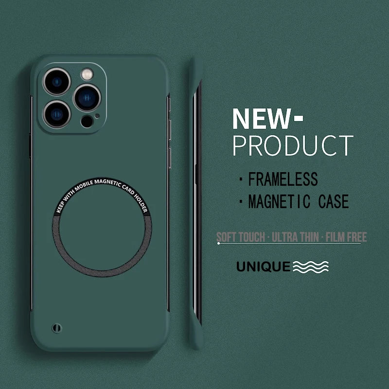 Ultra Thin Matte Hard PC Magnetic Frameless Color Phone Case For iPhone 17 Air 16E 16 15 14 Plus Pro Max 17 Pro Max Cover Cases