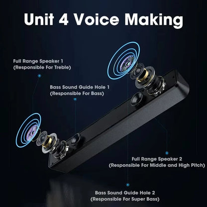 4D Bluetooth Computer Sound Bar Stereo Sound Subwoofer Loudspeaker With Mic For Macbook Laptop Notebook PC Music Player