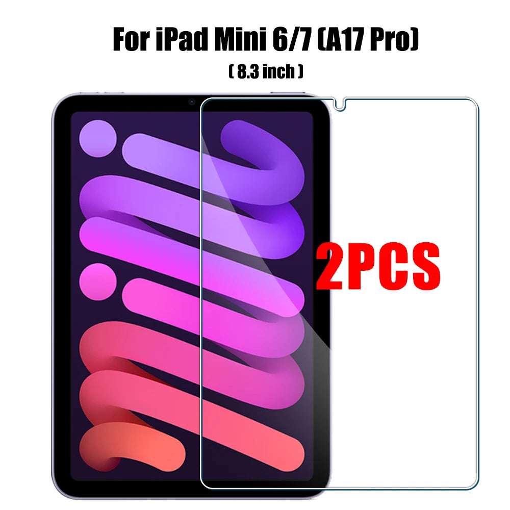 2PCS Tempered Glass Screen Protector for iPad Mini 7 6 a17 Pro 8.3 inch Mini 4 5 7.9 2024 2021 Tablet Accessories Film