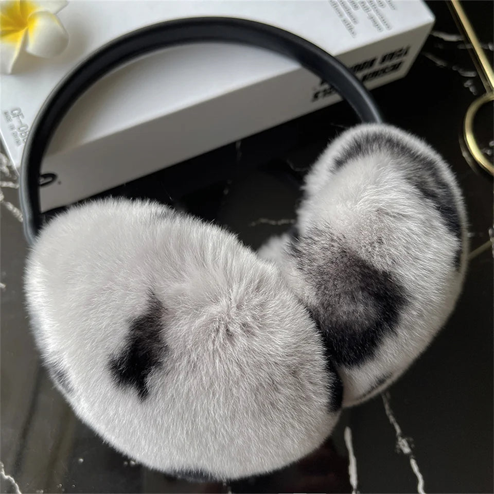 Natural Winter Fur EarMuffs For Women Ear Cover Accessories Real Fur Headphones Warm Earflap Real Rex Rabbit Ear Warmer For Gift
