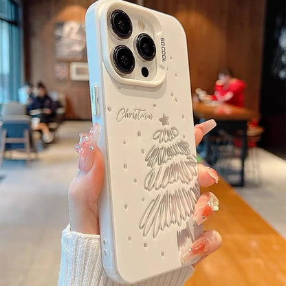 Wave Point Christmas Tree Drop Proof Matte Phone Case For iPhone 16 15 14 13 12 11 Pro Max XR XS MAX 7 8 PLUS MINI Acrylic Cover