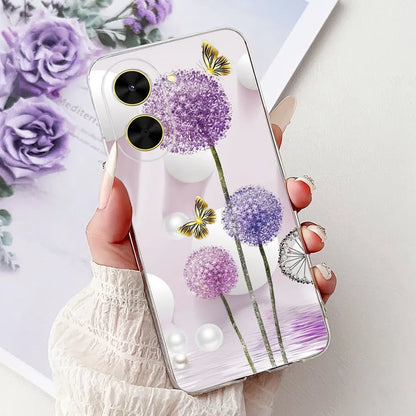 For Cover Xiaomi Redmi A5 4G / Poco C71 Phone Case Colorful Flower Butterfly Love Heart Lxuru Women Fashion Soft Clear Silicone