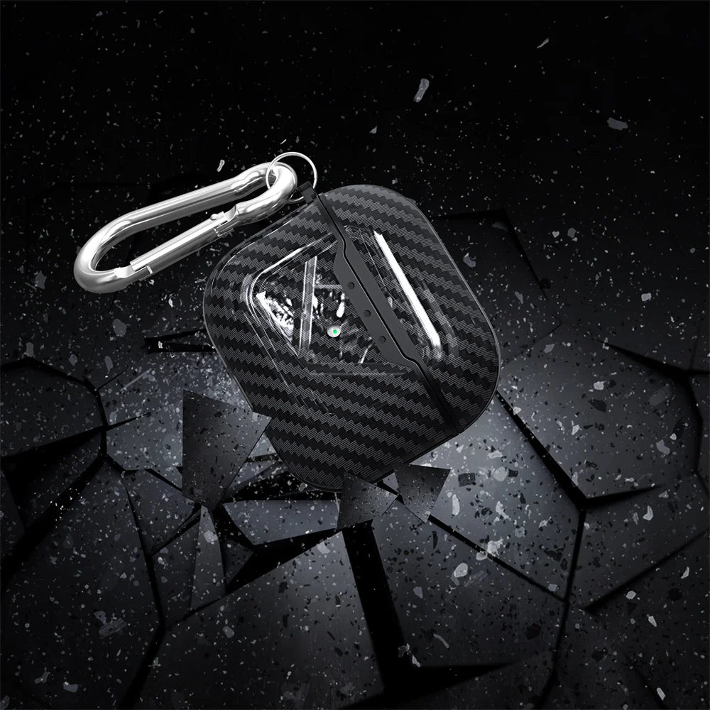 Business Carbon Fiber Pattern Earphone Cases For Airpods 4 3, 1/2 Case Headphones Protective Case For Apple Airpods Pro 2 Covers