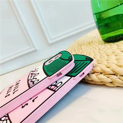 For iPhone 16 promax 15 14 Pro Max 13 12 11 3D Cartoon Chill Pills Phone Case Medicine Bottle Soft Silicone Cover
