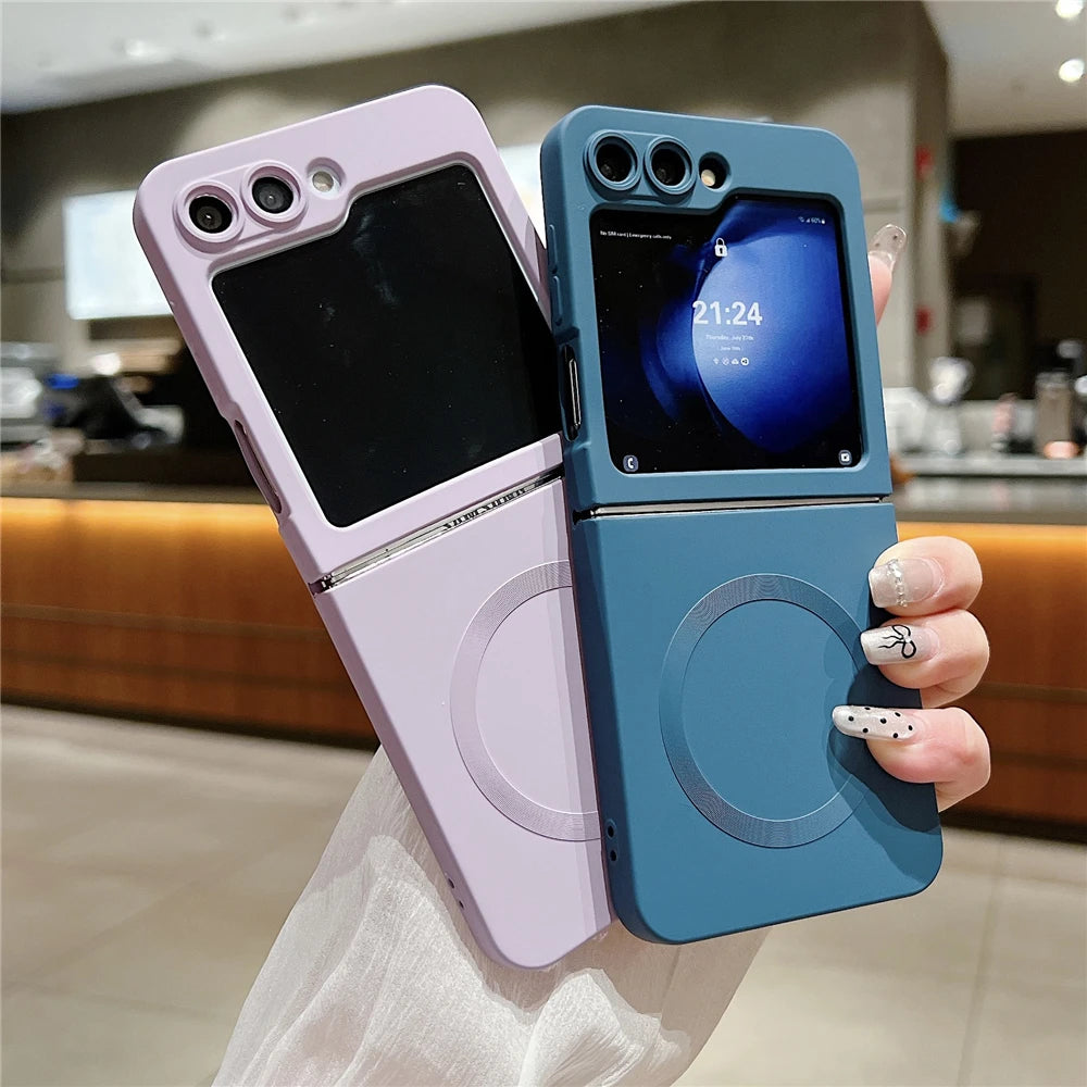 Liquid Silicone Magnetic Case For Samsung Galaxy Z Flip 7 6 5 4 3 Wireless Charging Shockproof Protection Soft Cover For ZFlip6