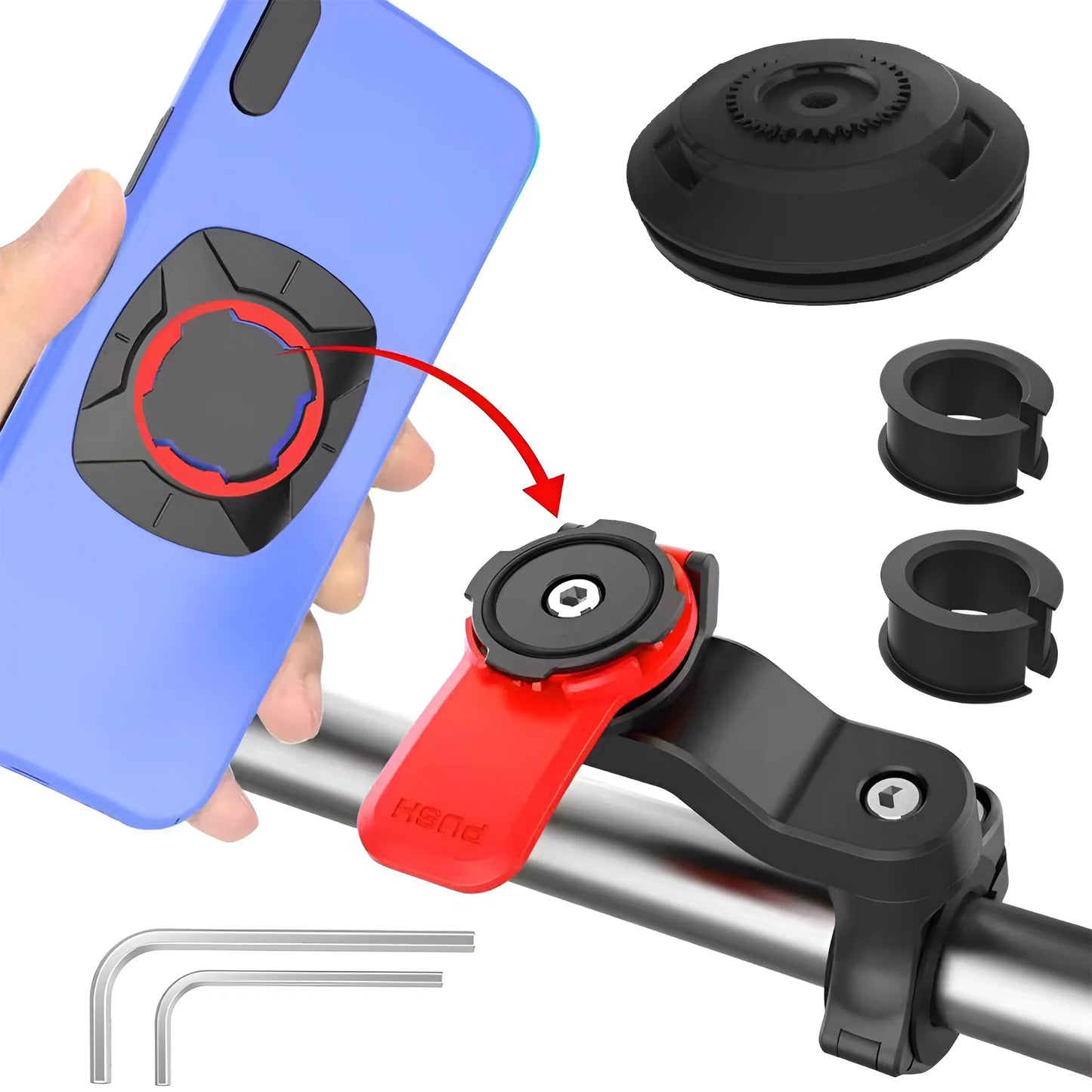 Universal Bicycle Mount for Bicycle and Motorcycle Phone Holder, Mobile Phone Holder for MTB 360° Rotatable for MTB or Road Bike