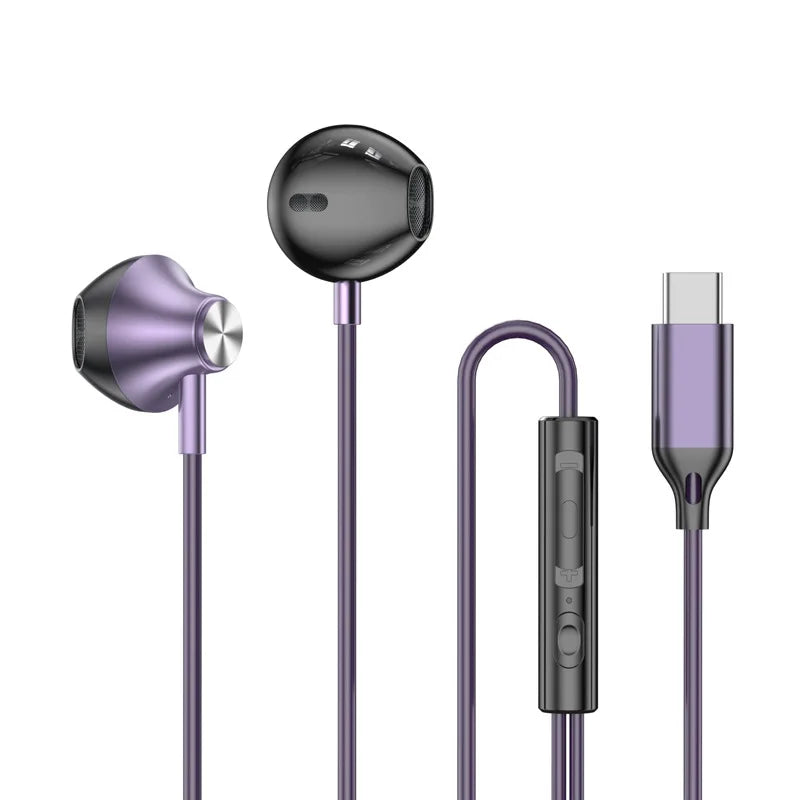 9D Stereo Type C & 3.5mm Gamers Headsets Wired Earphones In-ear Headphone HiFi Bass Earphone for Phone Earbud In Mic Handsfree
