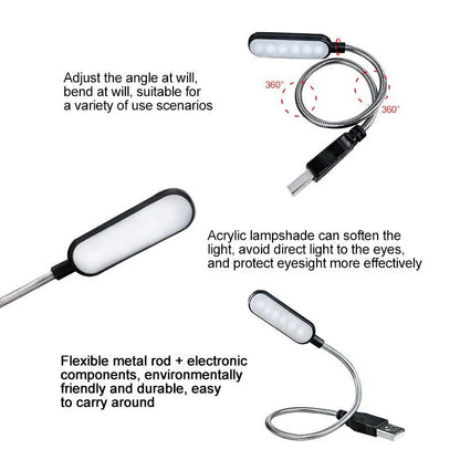 Portable USB LED Reading Lamp Mini Book Light Foldable Camping Night Lights Table Lamps For Power Bank PC Notebook Laptop