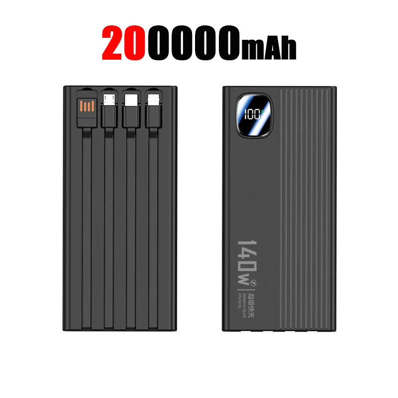 OnePlus 140W 500000mAh Power Bank  Super Fast Charging Large Capacity 4 in1 Cables Intelligent Digital Display Light For Phones