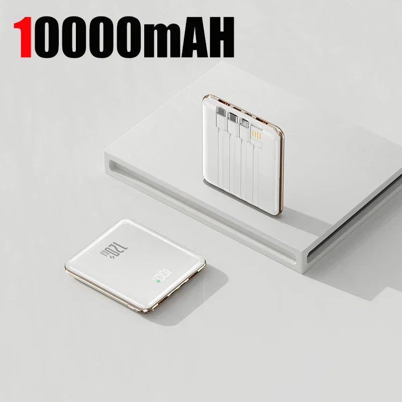 Lenovo 500000mAh Mini Power Bank Large Capacity Super Fast Charging External Battery Built-in 4 Cable For IPhone
