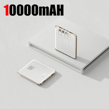 Lenovo 500000mAh Mini Power Bank Large Capacity Super Fast Charging External Battery Built-in 4 Cable For IPhone