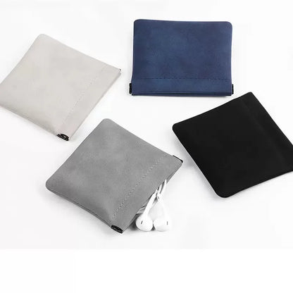 Portable PU Earphones Storage Bag Leather Coin Purse Bag Accessories Memory Card  Mini Key Pouch Female Lipstick Storage Bag