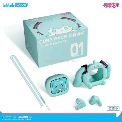 Bilibili Hatsune Miku CUBE FACE LCD Touch Screen TWS Earphones Gift Box Interactive Display Bluetooth Birthday Gift