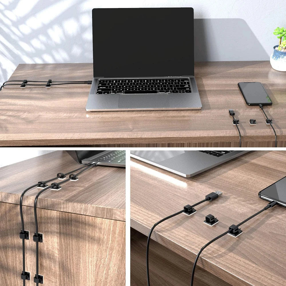 Cable Management Clips Organizer 20/40Pcs Drop Wire Holder Cord Self-Adhesive Cable Manager Fixed Clamp Wire Winder Clips Attach