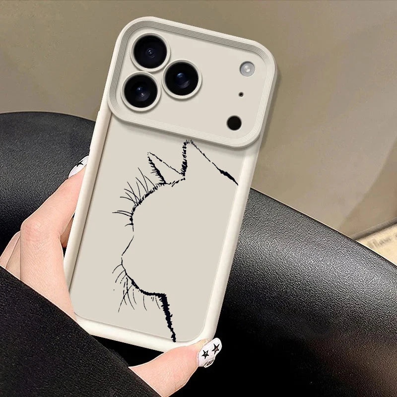 Artistic Line Cat Case For OPPO Reno 13 14 11 12F 11F 13F Realme C53 C55 C65 C63 C67 C71 15T 14 Plus A78 A58 A79 A60 A6 A5 Pro