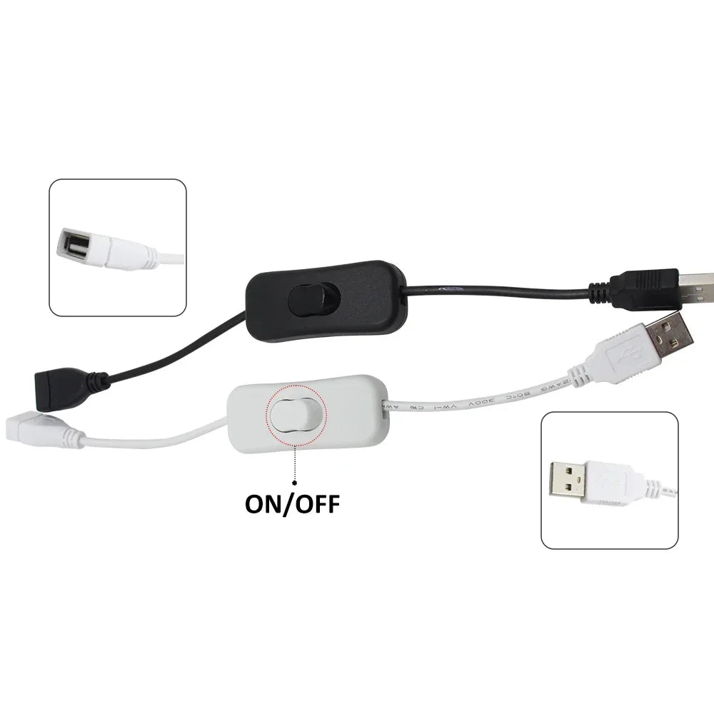 30CM DC Extended Extension Switch USB Cable With Switch Button Power Cord Long Life Lamp Charger Adapter